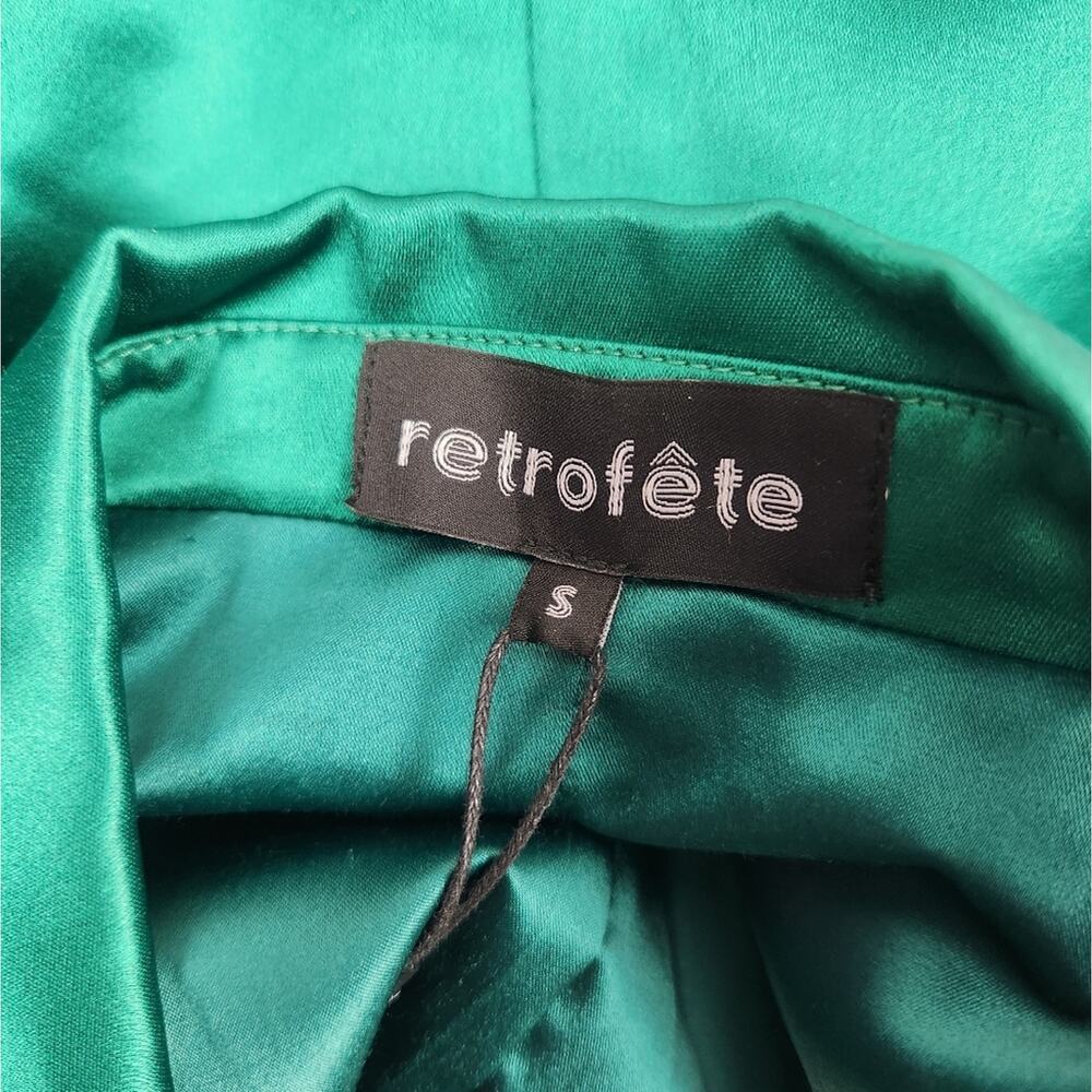 Retrofete Saige Double Breasted Blazer in Emerald Green Size Small NWT Satin - Picture 8 of 11